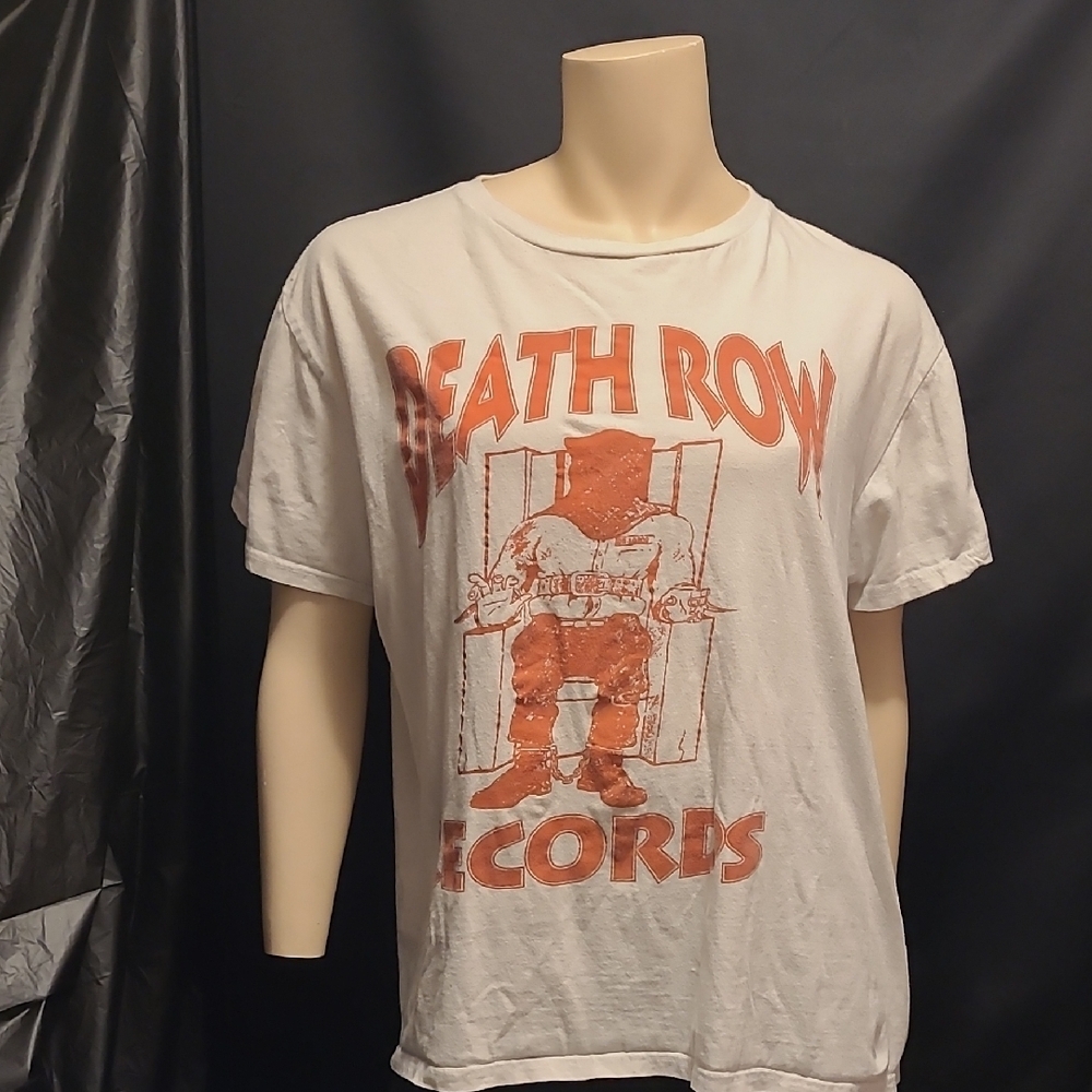 Death Row Records White and Red Graphic T-Shirt Size Large